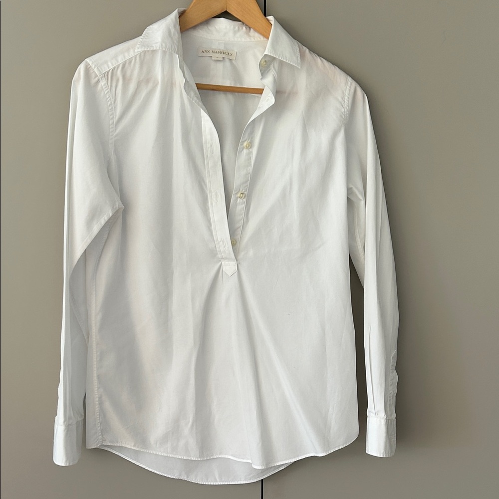 ANN MASHBURN White Button Down Shirt